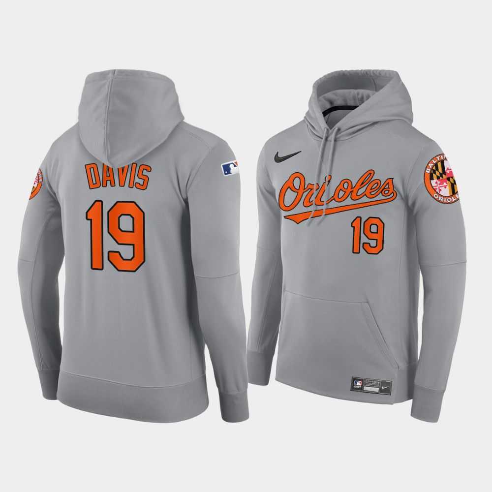 Men Baltimore Orioles 19 Davis gray road hoodie 2021 MLB Nike Jerseys